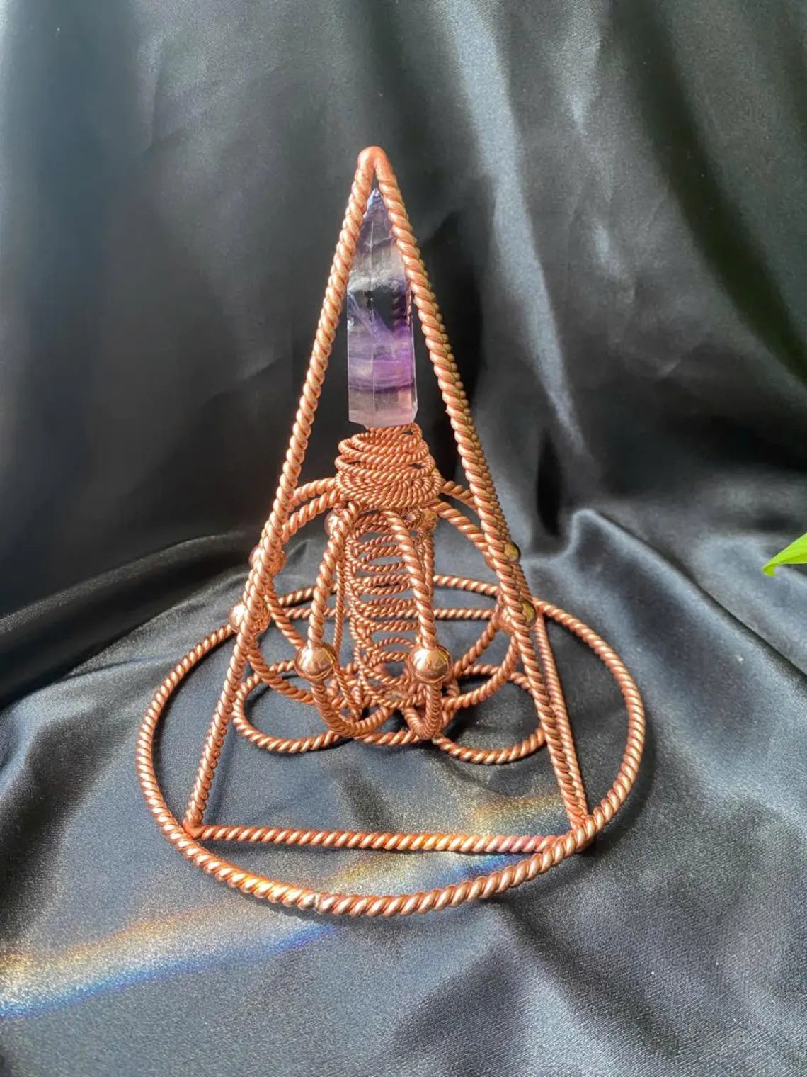 Rainbow Fluorite Copper Pyramid