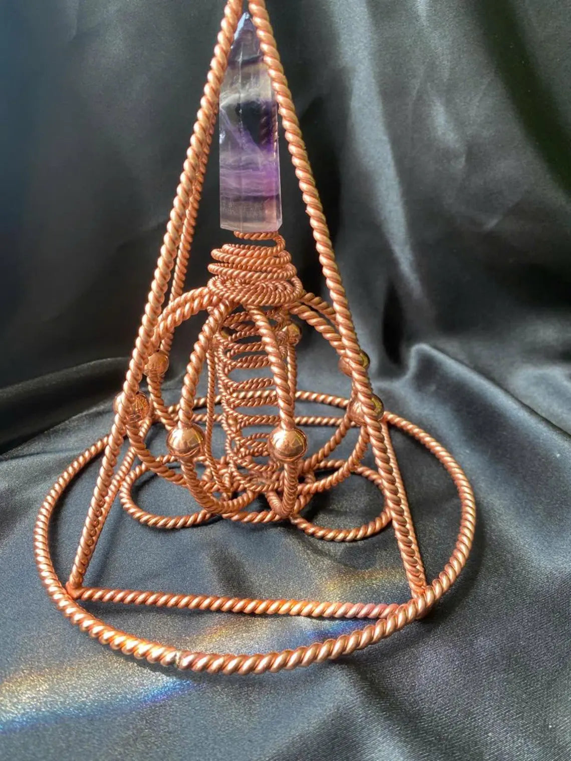 Rainbow Fluorite Copper Pyramid