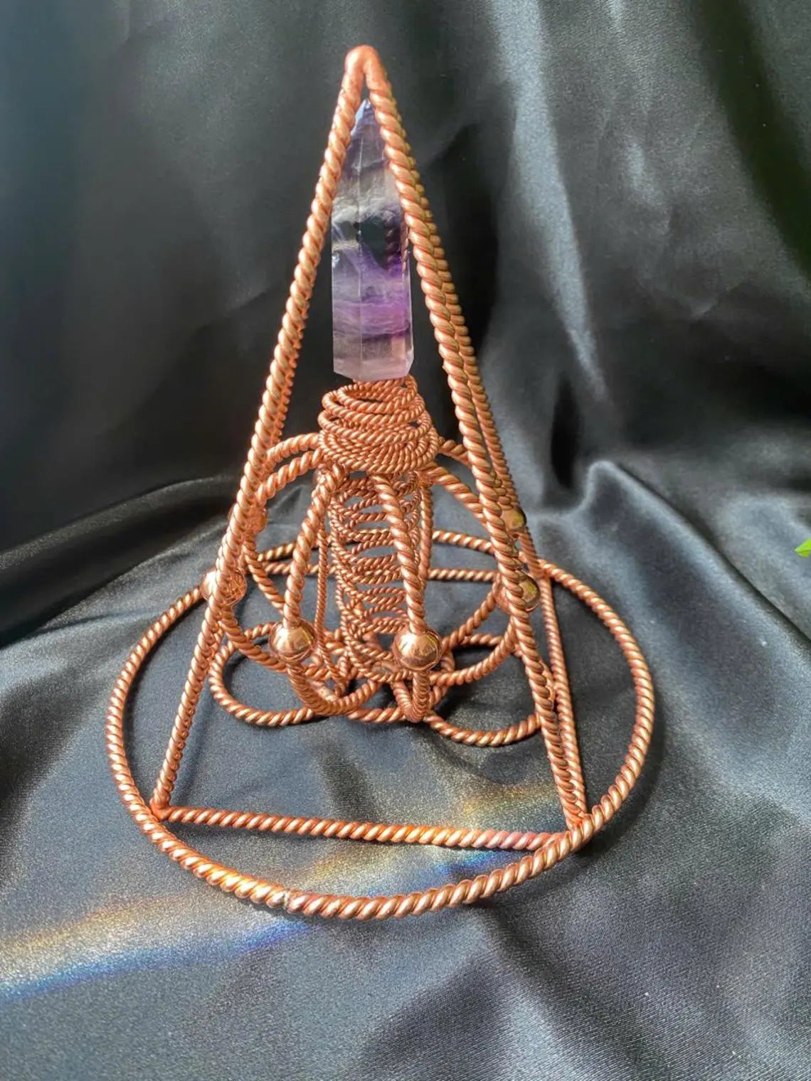 Rainbow Fluorite Copper Pyramid