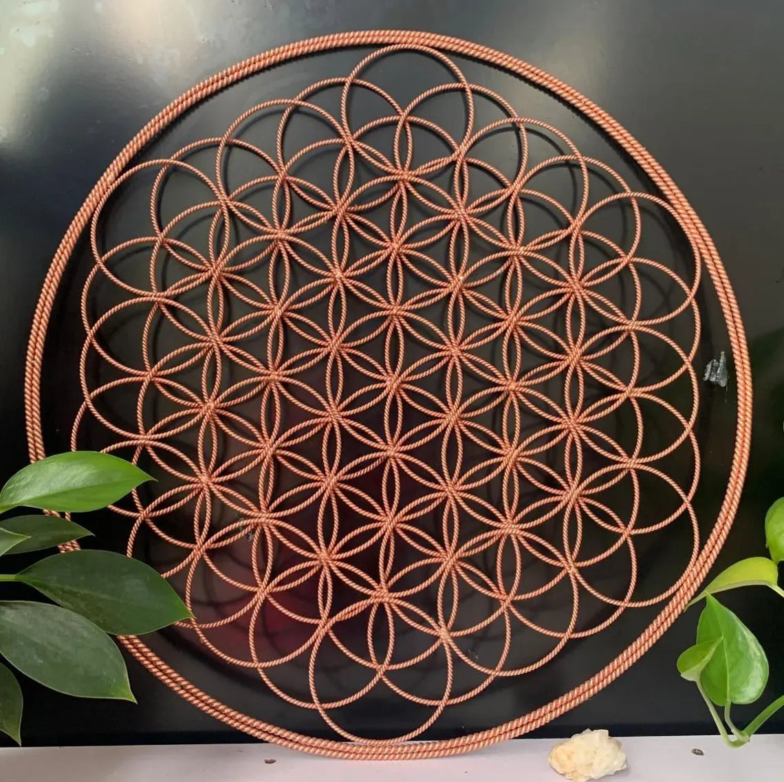 Flower of Life Tensor Ring Combine With 7 Chakra Crystals