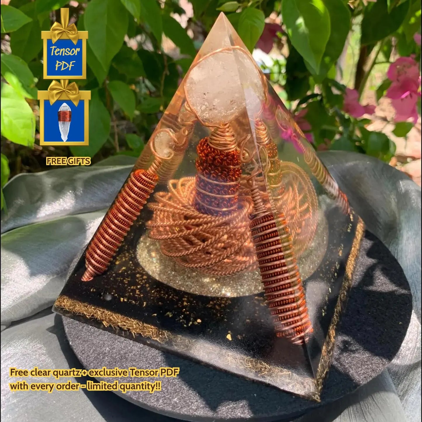 Orgonite Pyramid with Quartz Sphere