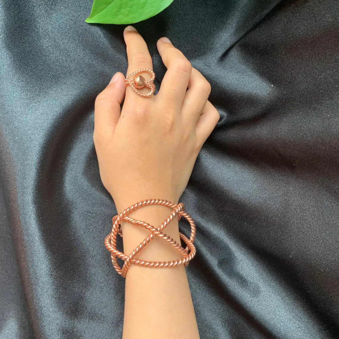 Celestial Convergence Bracelet – 4-Ring Copper Tensor Sphere