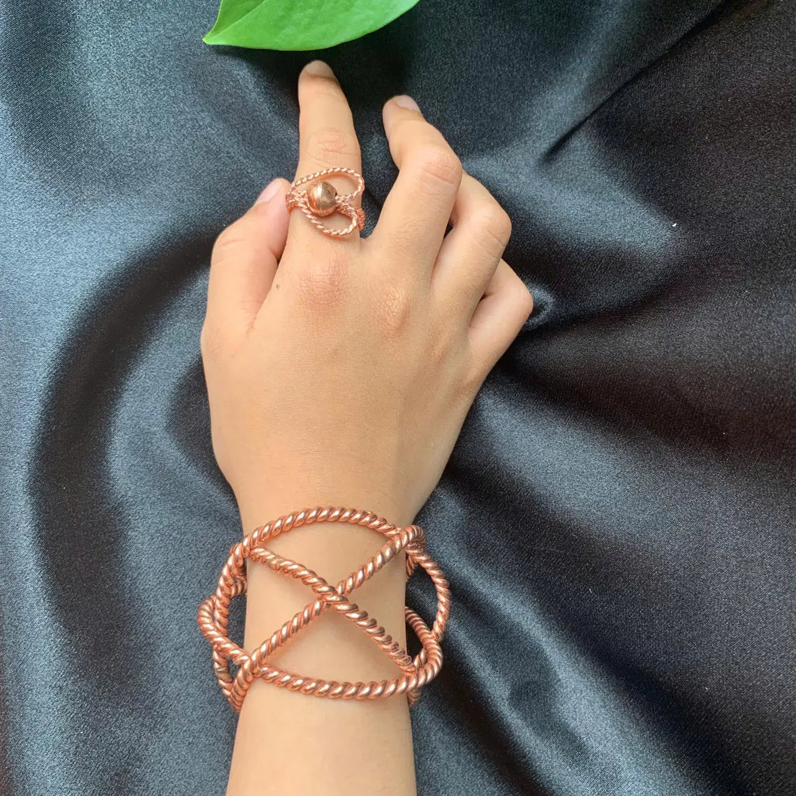 Celestial Convergence Bracelet – 4-Ring Copper Tensor Sphere