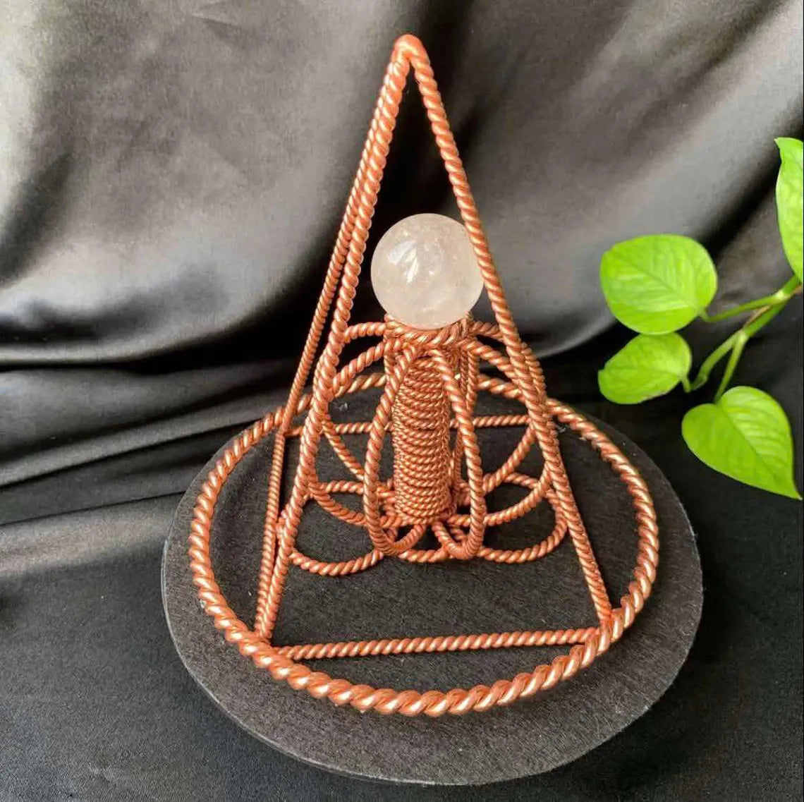 Nubian Red Copper Pyramid with Harmonizer and Crystal Quartz