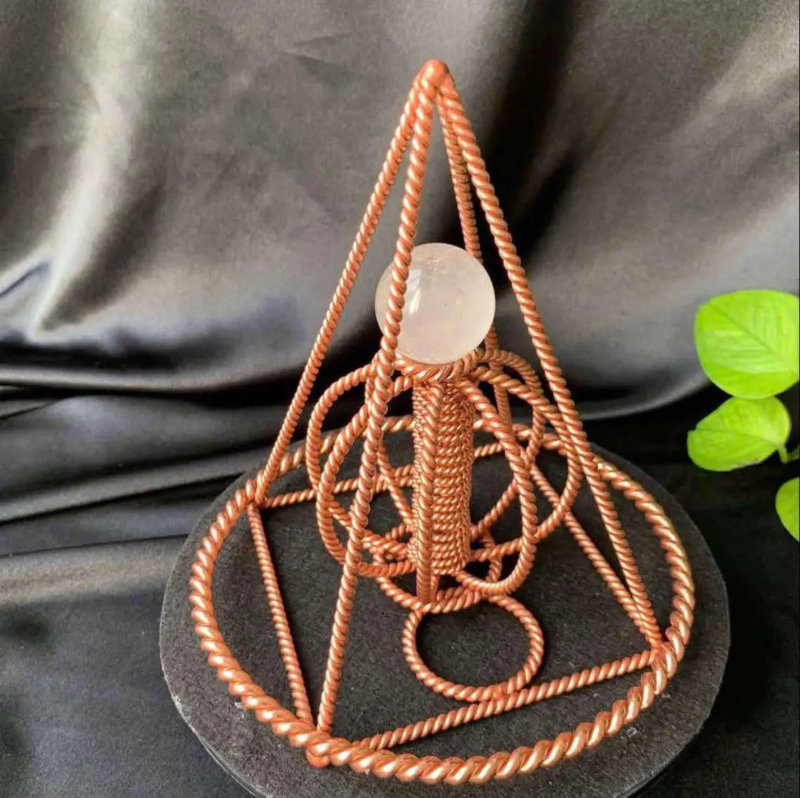 Nubian Red Copper Pyramid with Harmonizer and Crystal Quartz