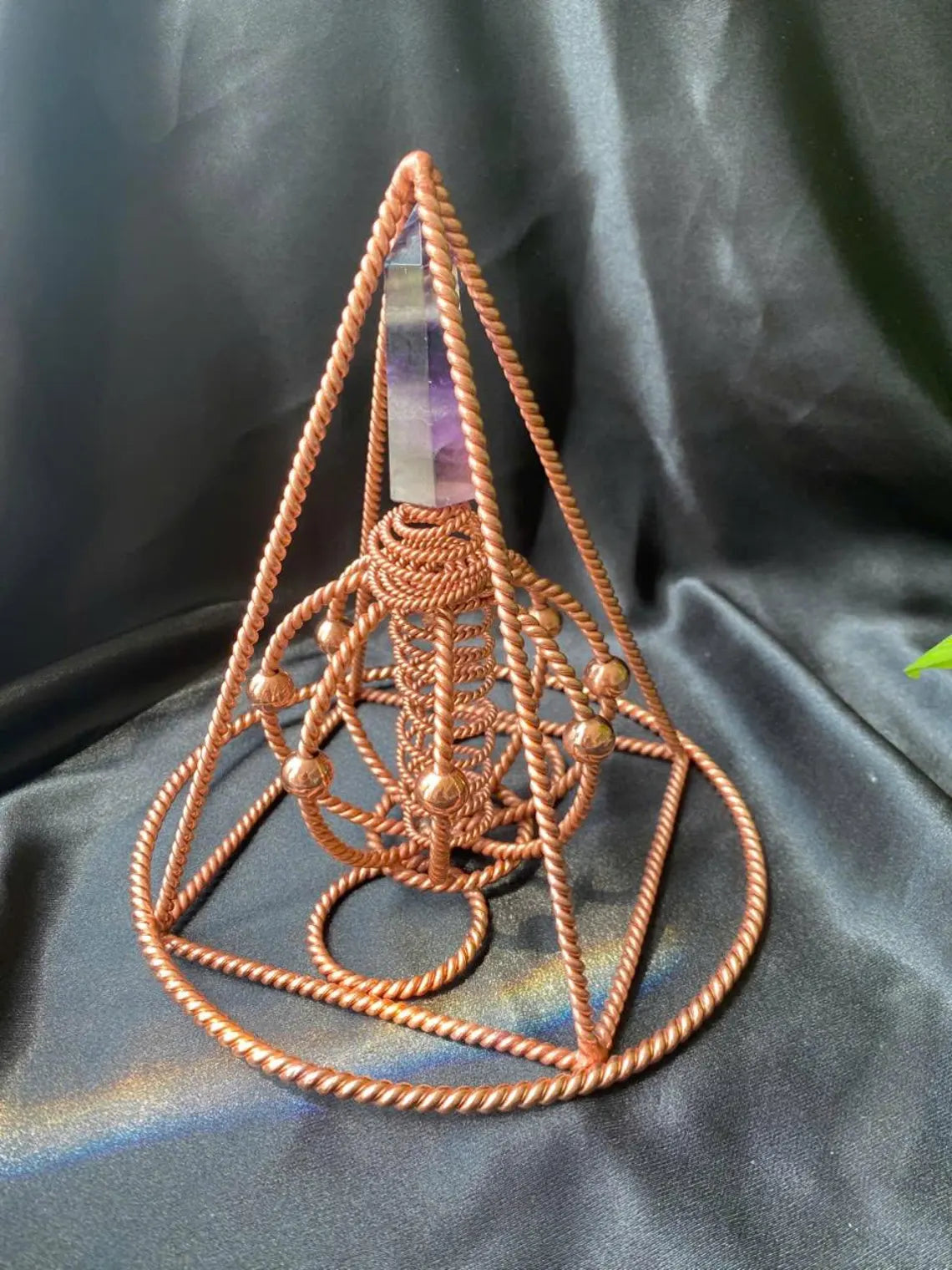 Rainbow Fluorite Copper Pyramid