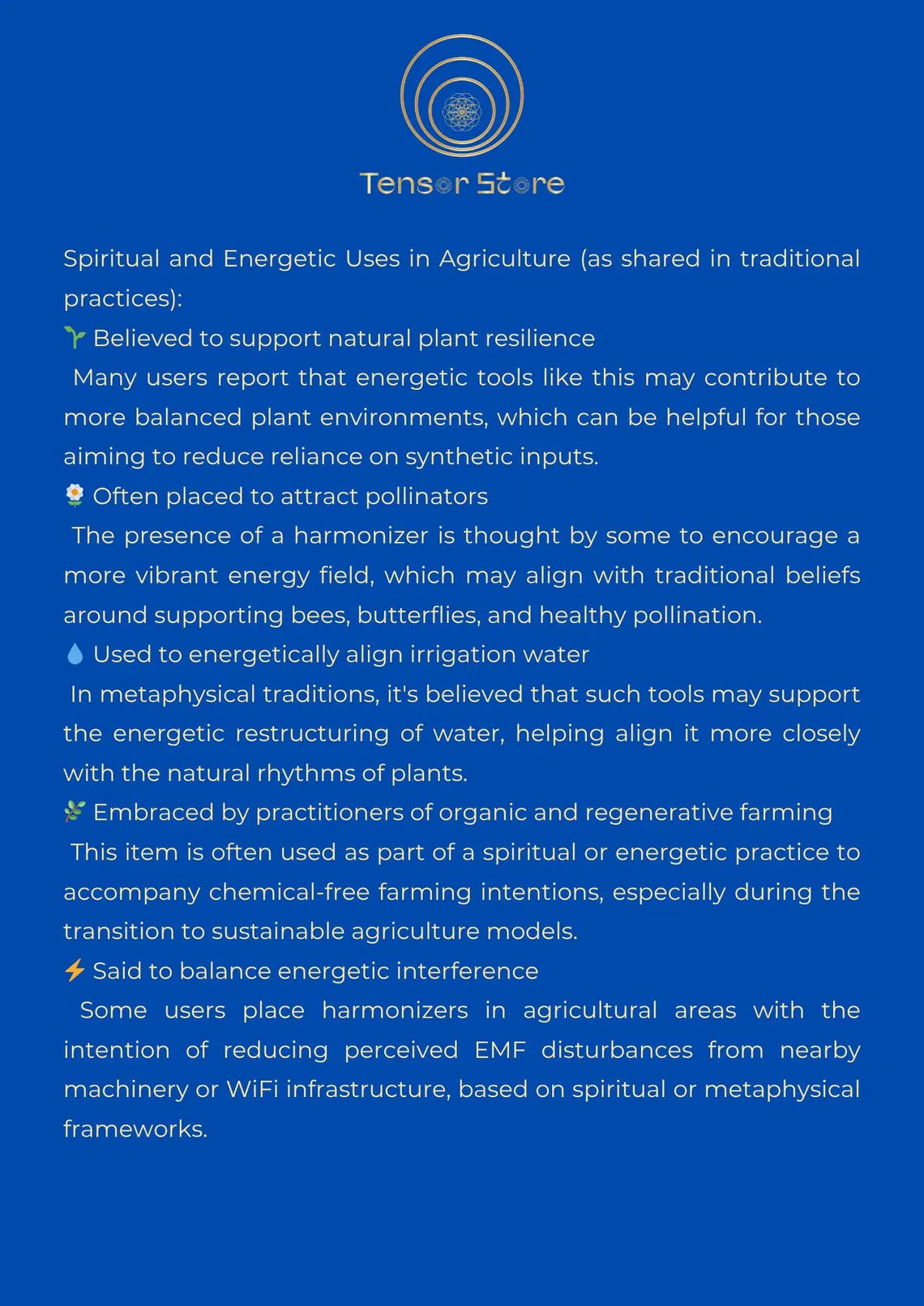 Agriculture Tensor Harmonizer for Electroculture