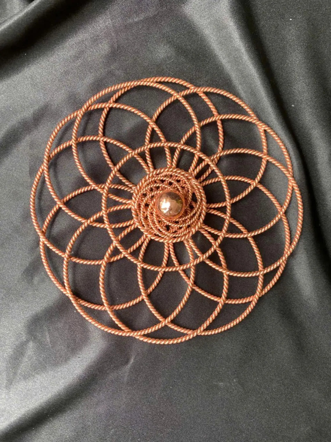 Flower of Life Tensor Ring Combine With 7 Chakra Crystals