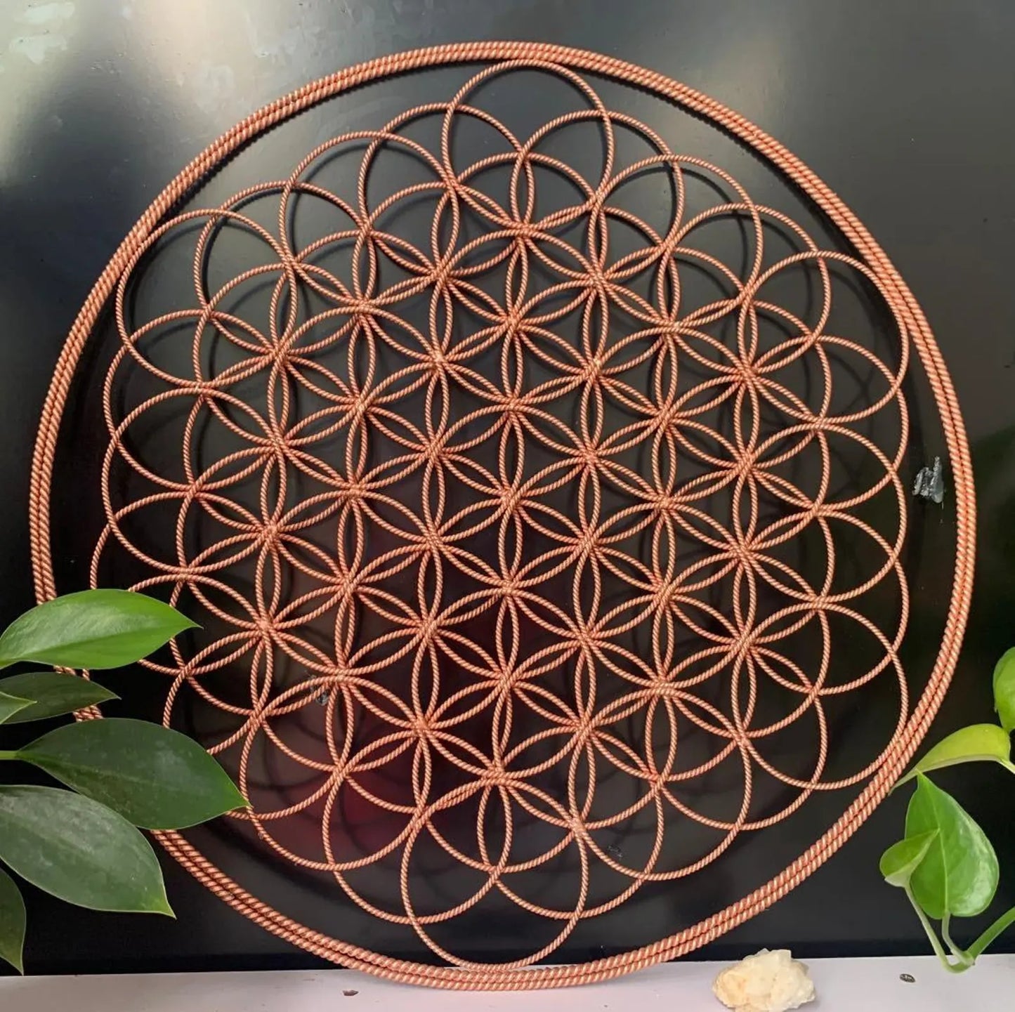 Flower of Life Tensor Ring Combine With 7 Chakra Crystals